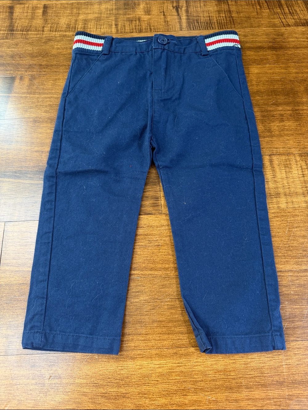 Andy & Evan Navy Dress Pants with Red and White Waistband Stripes
